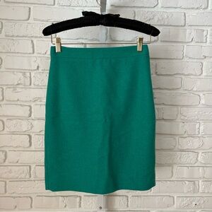 J.Crew Wool Pencil Skirt Green Teal Size 00